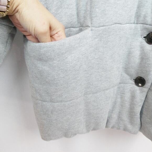 Madewell Sweatshirt Puffer Coat Size L Heathered Gray‎ Knit Jacket Style NB332 - Picture 5 of 12